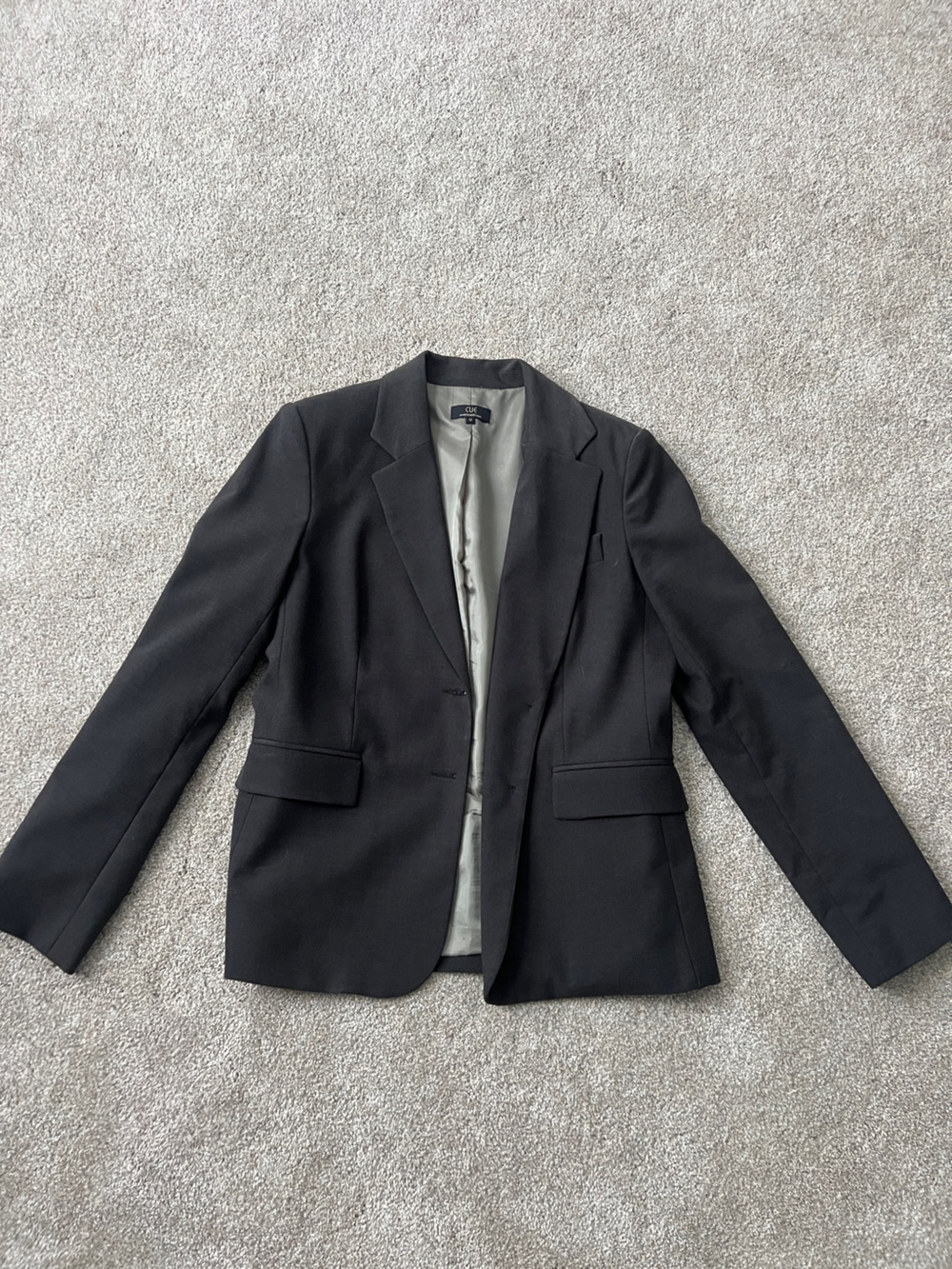 Cue Australia women's size 12 Charcoal Gray lined blazer suit jacket